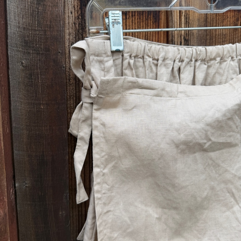Sou Sou Wrap Skirt Womens Light Tan Linen 35" Kimono Sewing Okada Kyoto Japan - Picture 4 of 7
